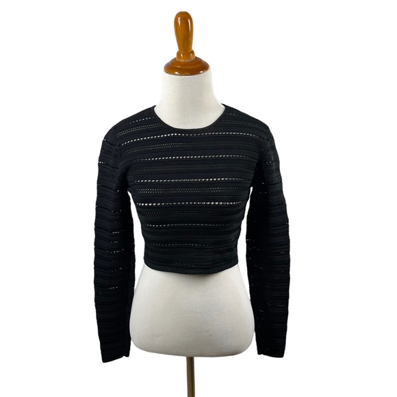 Ronny Kobo Black Textured Cropped Sweater - Picture 2 of 5